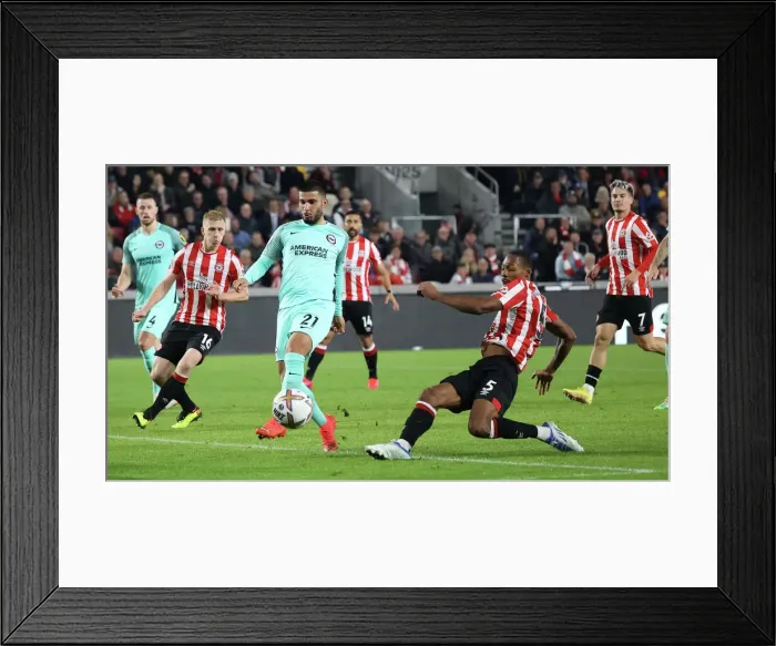 Framed Print : Intense Battle: Brighton and Hove Albion vs. Brentford in the Premier League (14OCT22)