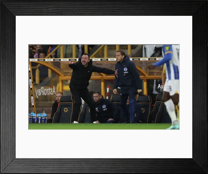 Framed Print : Premier League Showdown: Wolverhampton Wanderers vs. Brighton and Hove Albion - November 5, 2023: A Battle at Molineux