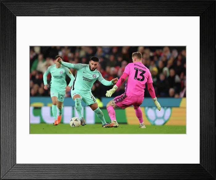 Framed Print : Intense Battle in FA Cup: Stoke City vs. Brighton and Hove Albion at Bet365 Stadium (28FEB23)