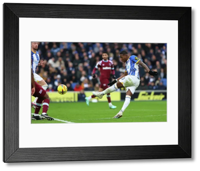 Framed Print : Brighton's Estupinan Scores a Stunning Volley Against West Ham in Premier League Clash (04MAR23) Framed Print : Brighton's Estupinan Scores a Stunning Volley Against West Ham in Premier League Clash (04MAR23)