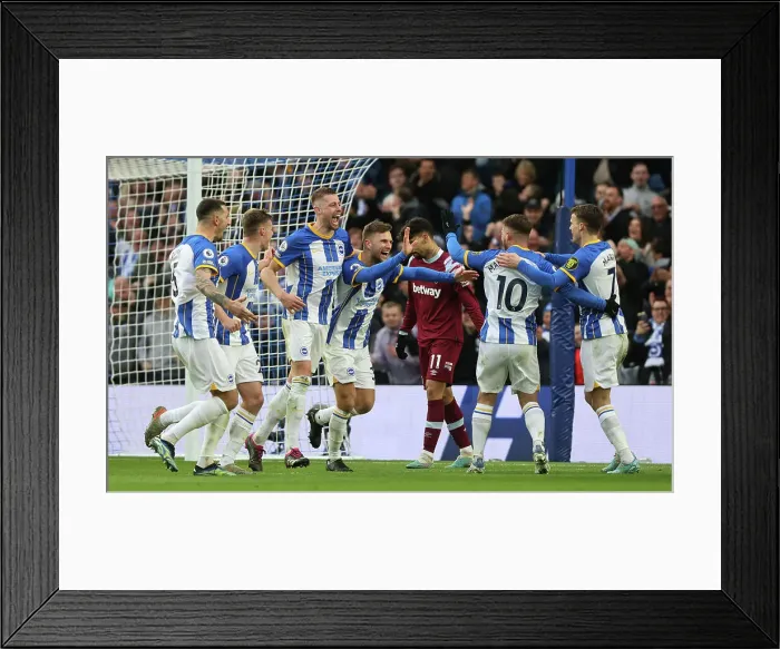 Framed Print : Brighton & Hove Albion's Joel Veltman Scores the Second Goal Against West Ham United in the 2022 / 23 Premier League Match Framed Print : Brighton & Hove Albion's Joel Veltman Scores the Second Goal Against West Ham United in the 2022 / 23 Premier League Match