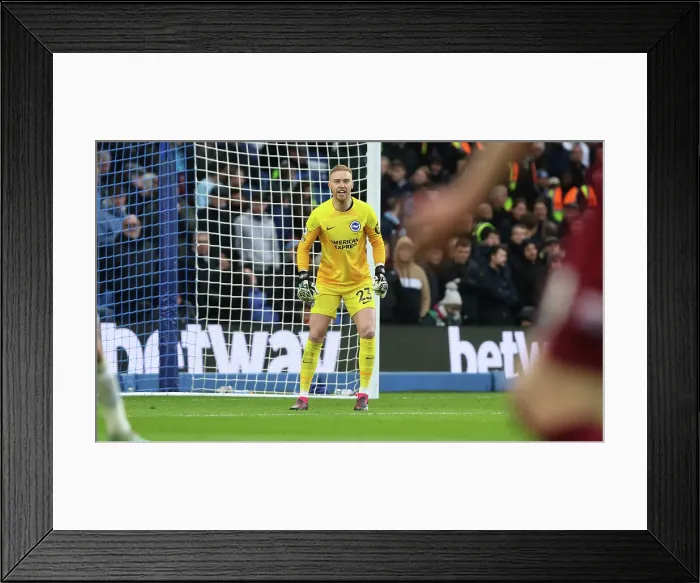 Framed Print : Intense Moment: Jason Steele in Action - Brighton & Hove Albion vs. West Ham United, 2022 / 23 Premier League Framed Print : Intense Moment: Jason Steele in Action - Brighton & Hove Albion vs. West Ham United, 2022 / 23 Premier League