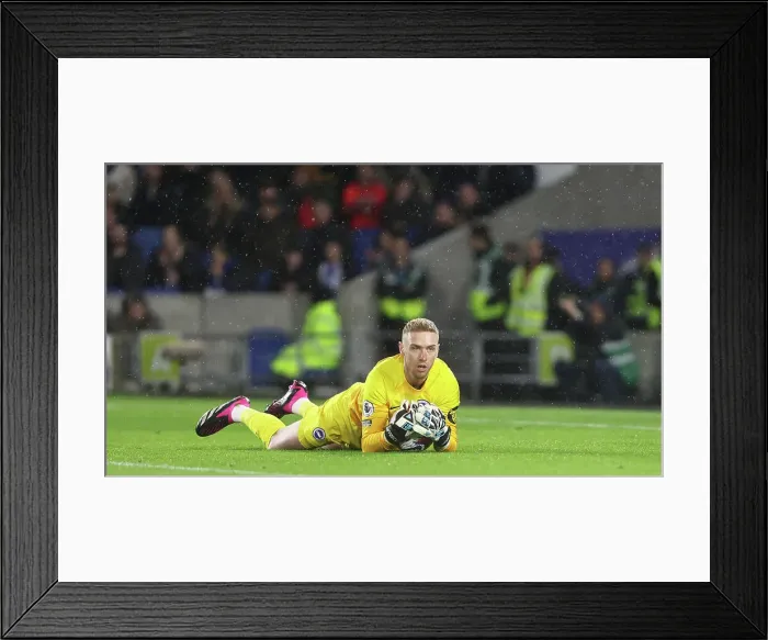 Framed Print : Jason Steele Gathers Ball in Intense Brighton and Hove Albion vs. Crystal Palace Clash (15MAR23)