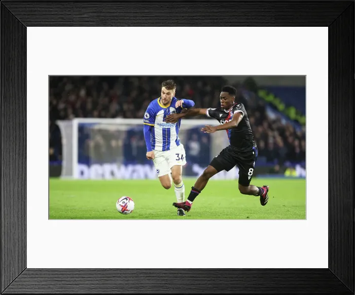 Framed Print : Intense Rivalry: Veltman vs. Sambi Lokonga - Brighton & Hove Albion vs. Crystal Palace (15MAR23) Framed Print : Intense Rivalry: Veltman vs. Sambi Lokonga - Brighton & Hove Albion vs. Crystal Palace (15MAR23)