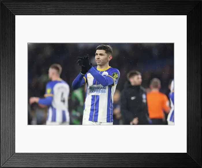 Framed Print : Brighton & Hove Albion's Julio Enciso Celebrates with Fans at the Final Whistle vs. Crystal Palace (15MAR23) Framed Print : Brighton & Hove Albion's Julio Enciso Celebrates with Fans at the Final Whistle vs. Crystal Palace (15MAR23)