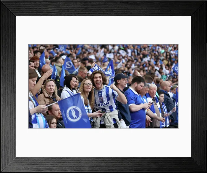Framed Print : Sea of Seagulls: Brighton and Hove Albion's FA Cup Semi-Final Showdown against Manchester United at Wembley (23APR23) Framed Print : Sea of Seagulls: Brighton and Hove Albion's FA Cup Semi-Final Showdown against Manchester United at Wembley (23APR23)