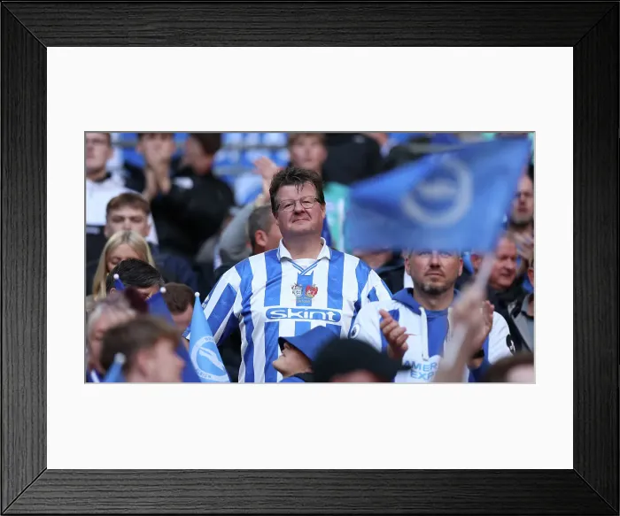 Framed Print : Sea of Albion: FA Cup Semi-Final Showdown at Wembley (23APR23) vs Manchester United Framed Print : Sea of Albion: FA Cup Semi-Final Showdown at Wembley (23APR23) vs Manchester United