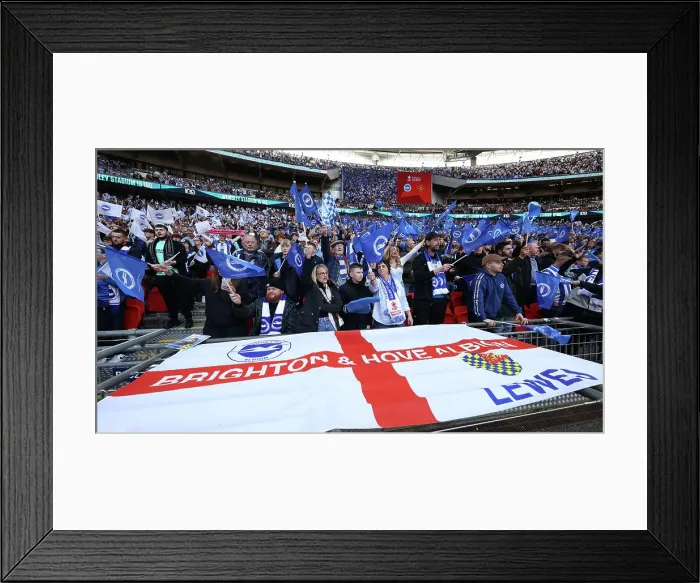 Framed Print : Sea of Albion: FA Cup Semi-Final Showdown at Wembley (23APR23) vs Manchester United Framed Print : Sea of Albion: FA Cup Semi-Final Showdown at Wembley (23APR23) vs Manchester United