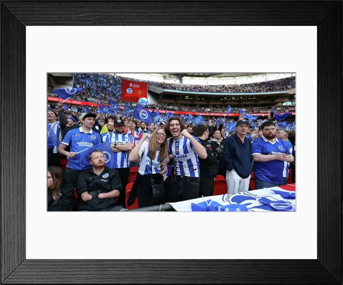 Framed Print : Passionate Brighton & Hove Albion Fans at FA Cup Semi-Final vs Manchester United (23APR23) Framed Print : Passionate Brighton & Hove Albion Fans at FA Cup Semi-Final vs Manchester United (23APR23)