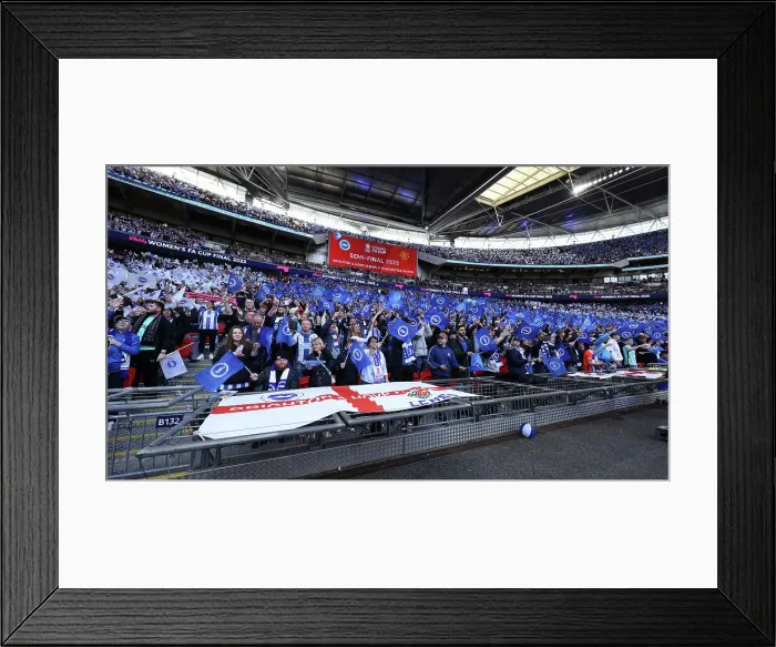 Framed Print : Sea of Albion Fans: FA Cup Semi-Final at Wembley Stadium (23APR23) vs Manchester United Framed Print : Sea of Albion Fans: FA Cup Semi-Final at Wembley Stadium (23APR23) vs Manchester United