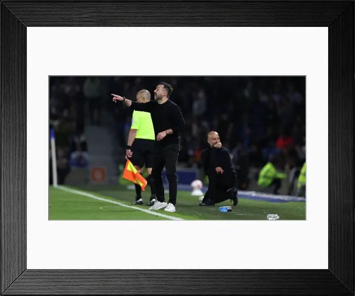 Framed Print : Intense Premier League Showdown: Brighton & Hove Albion vs. Manchester City (24May23) Framed Print : Intense Premier League Showdown: Brighton & Hove Albion vs. Manchester City (24May23)