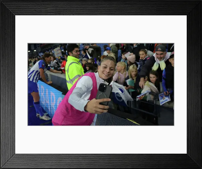 Framed Print : Brighton & Hove Albion Women vs. Tottenham Hotspur Women: A Premier League Showdown at Amex Stadium (15th October 2023) Framed Print : Brighton & Hove Albion Women vs. Tottenham Hotspur Women: A Premier League Showdown at Amex Stadium (15th October 2023)