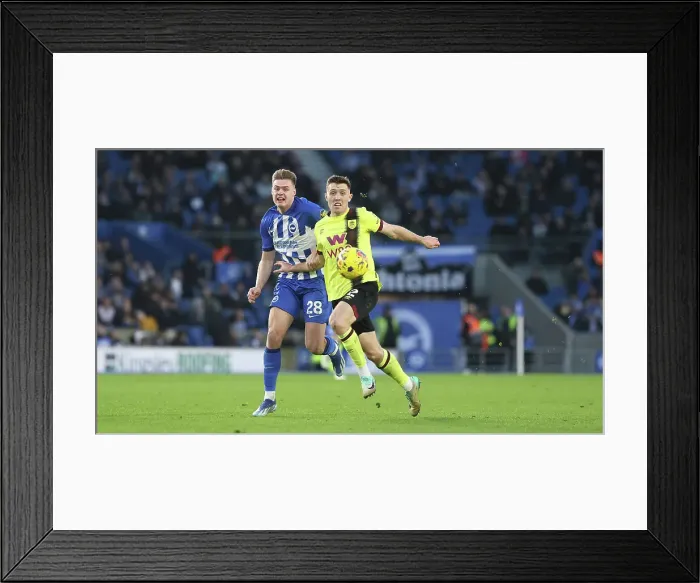 Framed Print : Intense Battle: Brighton and Hove Albion vs. Burnley in the Premier League (09DEC23) Framed Print : Intense Battle: Brighton and Hove Albion vs. Burnley in the Premier League (09DEC23)