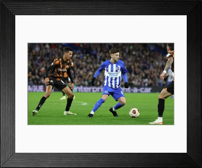 Framed Print : Group B Showdown: Brighton & Hove Albion vs. Olympique de Marseille in Europa League (14DEC23)