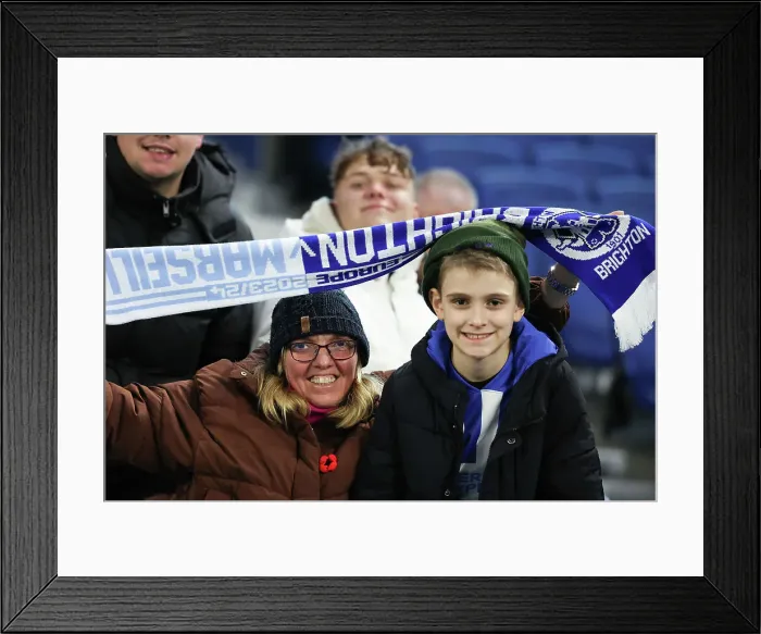 Framed Print : Brighton & Hove Albion vs. Olympique de Marseille: Europa League Battle, December 14, 2023 Framed Print : Brighton & Hove Albion vs. Olympique de Marseille: Europa League Battle, December 14, 2023
