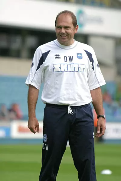 Dean Wilkins Leading Warm-Up at The New Den, Millwall: Brighton and Hove Albion FC