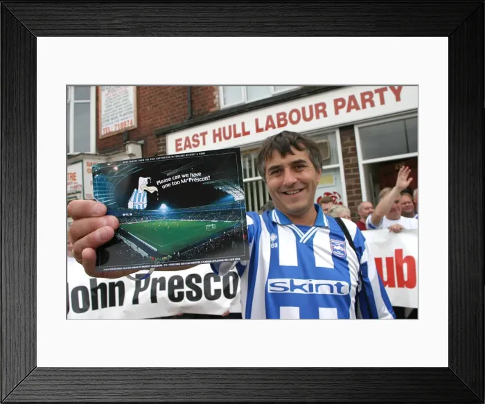 Framed Print : Albion fans deliver giant postcard to East Hull labour party Framed Print : Albion fans deliver giant postcard to East Hull labour party