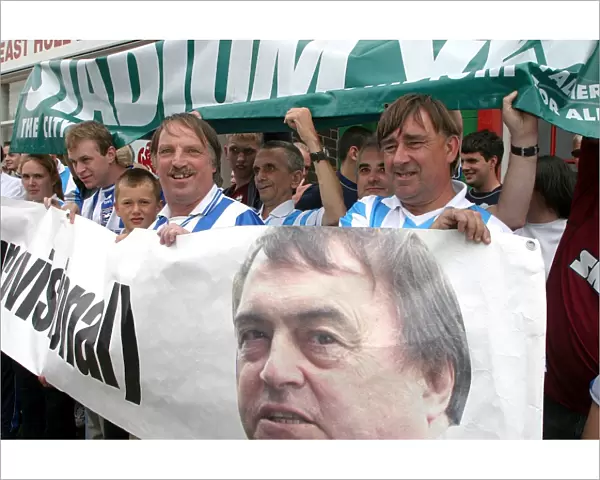 Brighton & Hove Albion Fans Rally with Giant Banner Outside East Hull Labour Party Office