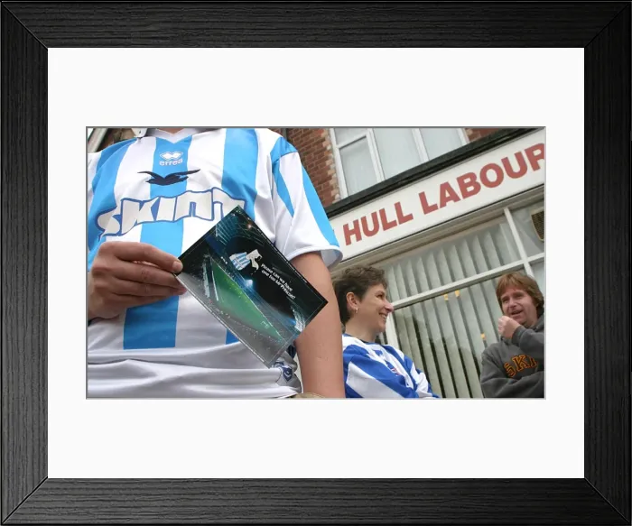 Framed Print : Albion fans deliver postcard to East Hull labour party Framed Print : Albion fans deliver postcard to East Hull labour party
