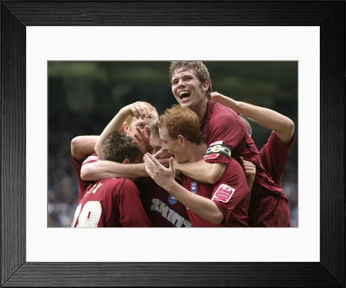 Framed Print : Jake Robinson Celebrates his second at Huddersfield Framed Print : Jake Robinson Celebrates his second at Huddersfield