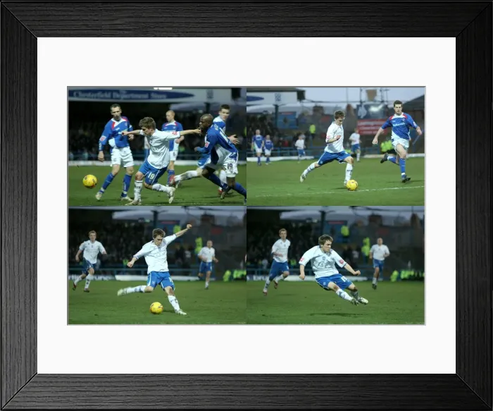 Framed Print : Brighton's Jake Robinson in Intense Action Against Chesterfield Framed Print : Brighton's Jake Robinson in Intense Action Against Chesterfield