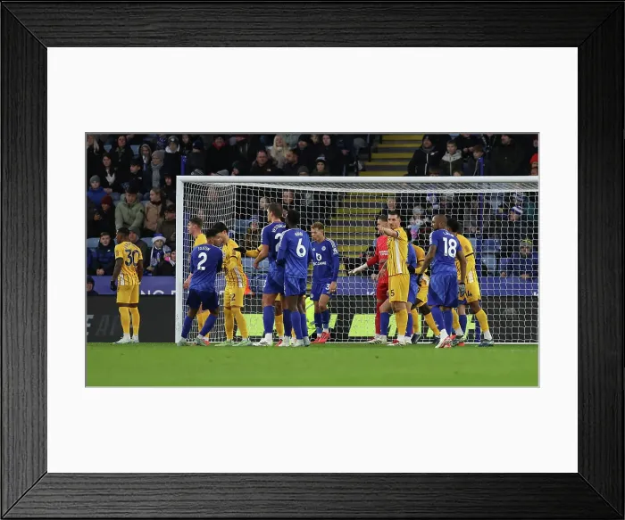 Framed Print : Leicester City v Brighton and Hove Albion Premier League 08DEC24 Framed Print : Leicester City v Brighton and Hove Albion Premier League 08DEC24