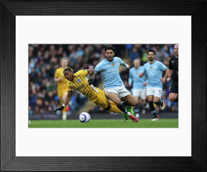 Framed Print : Manchester City v Brighton and Hove Albion Premier League 15MAR25 Framed Print : Manchester City v Brighton and Hove Albion Premier League 15MAR25
