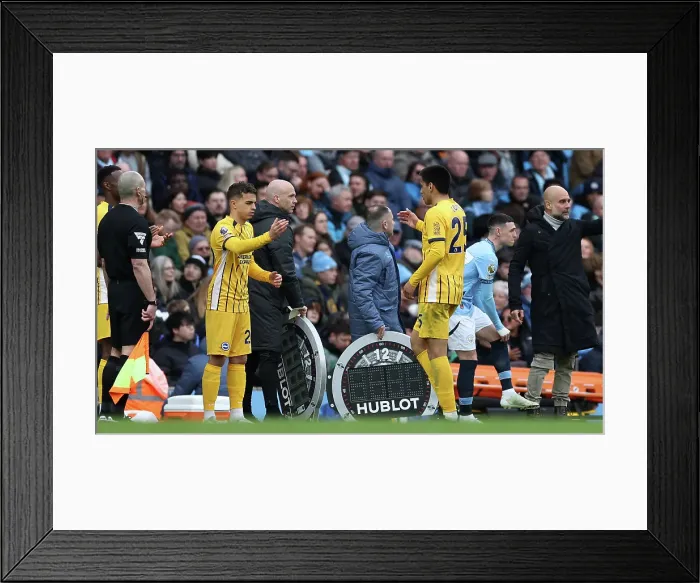Framed Print : Manchester City v Brighton and Hove Albion Premier League 15MAR25 Framed Print : Manchester City v Brighton and Hove Albion Premier League 15MAR25
