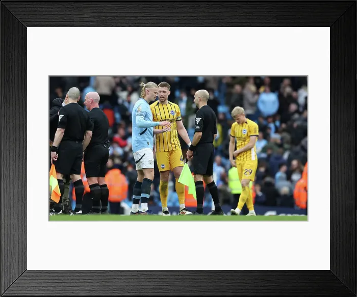 Framed Print : Manchester City v Brighton and Hove Albion Premier League 15MAR25 Framed Print : Manchester City v Brighton and Hove Albion Premier League 15MAR25