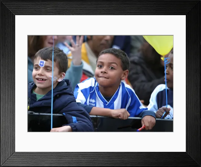Framed Print : Brighton and Hove Albion: United Families in the Stands Against Nottingham Forest (Withdean Era) Framed Print : Brighton and Hove Albion: United Families in the Stands Against Nottingham Forest (Withdean Era)
