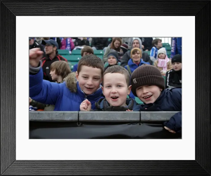 Framed Print : Young fans at Withdean Stadium v Peterborough Jan 2011 Framed Print : Young fans at Withdean Stadium v Peterborough Jan 2011