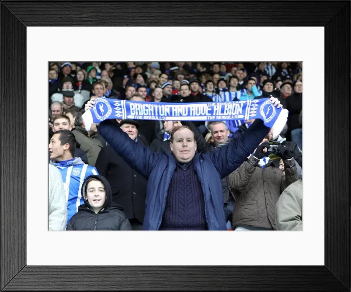 Framed Print : Passionate Crowd of Brighton and Hove Albion FC at FA Cup Match vs Watford (January 2011) Framed Print : Passionate Crowd of Brighton and Hove Albion FC at FA Cup Match vs Watford (January 2011)