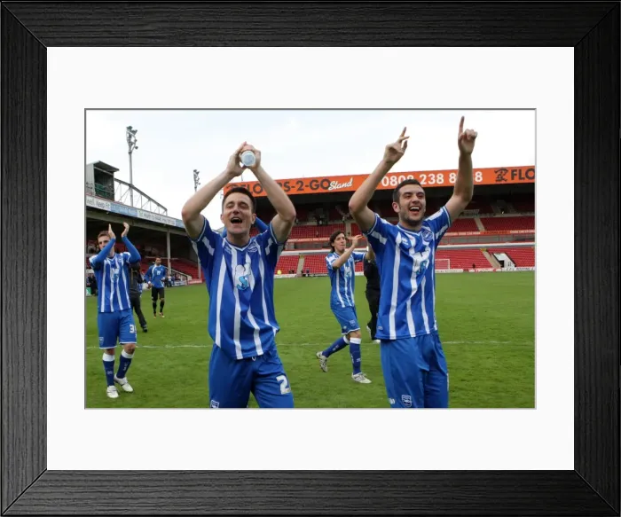 Framed Print : Brighton & Hove Albion: League 1 Title Win - Euphoric Celebration at Walsall, April 2011 Framed Print : Brighton & Hove Albion: League 1 Title Win - Euphoric Celebration at Walsall, April 2011