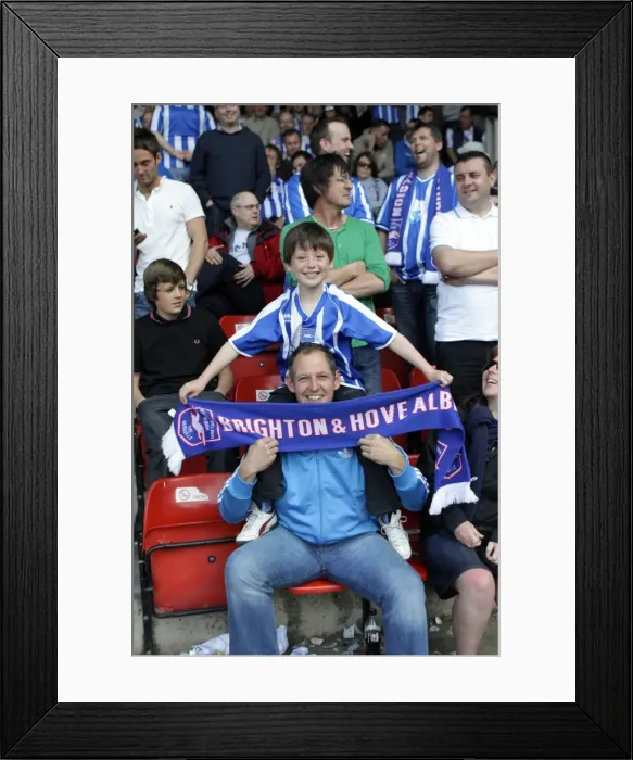 Framed Print : Brighton & Hove Albion: Unforgettable League 1 Title Victory Celebrations at Walsall, April 2011 (Withdean Era): A Sea of Fans Jubilation Framed Print : Brighton & Hove Albion: Unforgettable League 1 Title Victory Celebrations at Walsall, April 2011 (Withdean Era): A Sea of Fans Jubilation