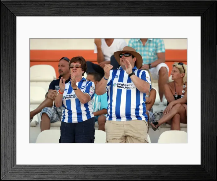 Framed Print : Brighton and Hove Albion FC: Electric Atmosphere in the Stands - Portugal Pre-season 2011-12