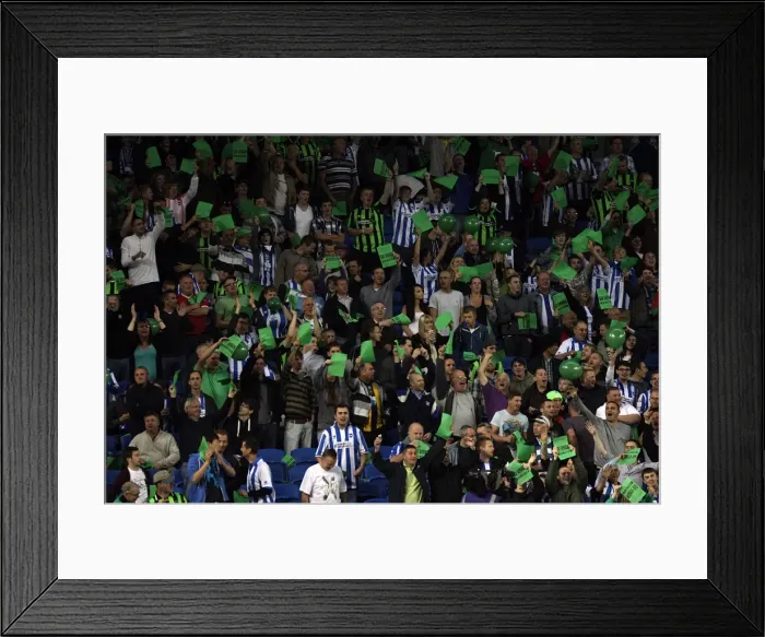 Framed Print : Albion fans show their support for Plymouth Argyle at the Amex Framed Print : Albion fans show their support for Plymouth Argyle at the Amex