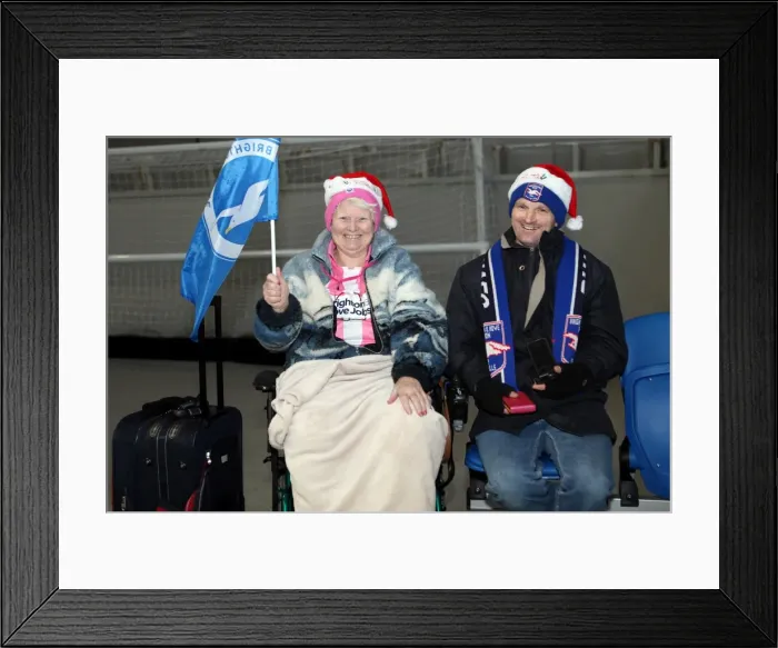 Framed Print : Seaside Passion: Intense Moments of Brighton & Hove Albion Fans at Amex Stadium (2011-12)