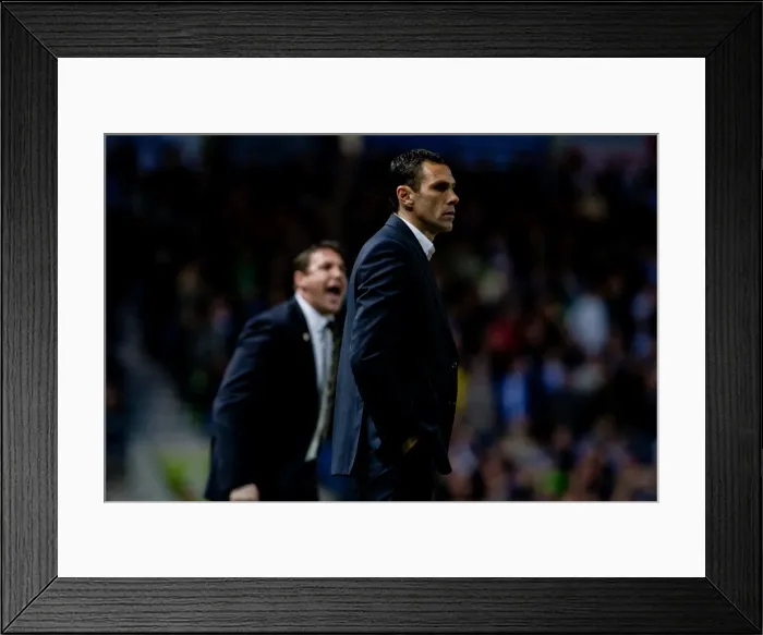Framed Print : Gus Poyet during Brighton & Hove Albion v Cardiff City v Npower Championship