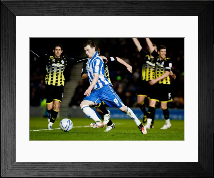 Framed Print : Ashley Barnes Shoots Against Cardiff City - Brighton & Hove Albion vs. Cardiff City, Championship Match, Amex Stadium, March 7, 2012 Framed Print : Ashley Barnes Shoots Against Cardiff City - Brighton & Hove Albion vs. Cardiff City, Championship Match, Amex Stadium, March 7, 2012
