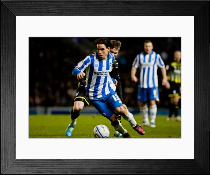 Framed Print : Gai Assulin's Full Home Debut: Brighton & Hove Albion vs. Cardiff City, March 7, 2012