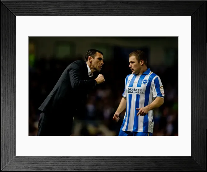 Framed Print : Gus Poyet Engages with Alan Navarro During Brighton & Hove Albion vs Cardiff City, March 2012 Framed Print : Gus Poyet Engages with Alan Navarro During Brighton & Hove Albion vs Cardiff City, March 2012