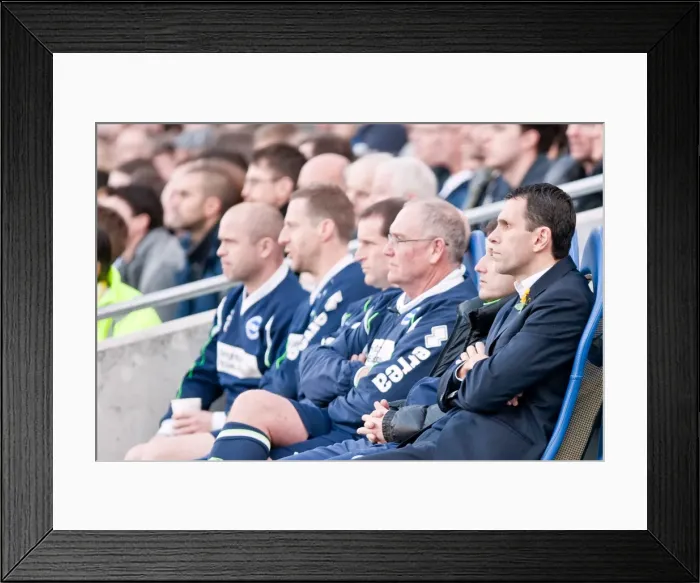 Framed Print : Gus Poyet Leads Brighton & Hove Albion in Championship Showdown Against Portsmouth, March 10, 2012 Framed Print : Gus Poyet Leads Brighton & Hove Albion in Championship Showdown Against Portsmouth, March 10, 2012