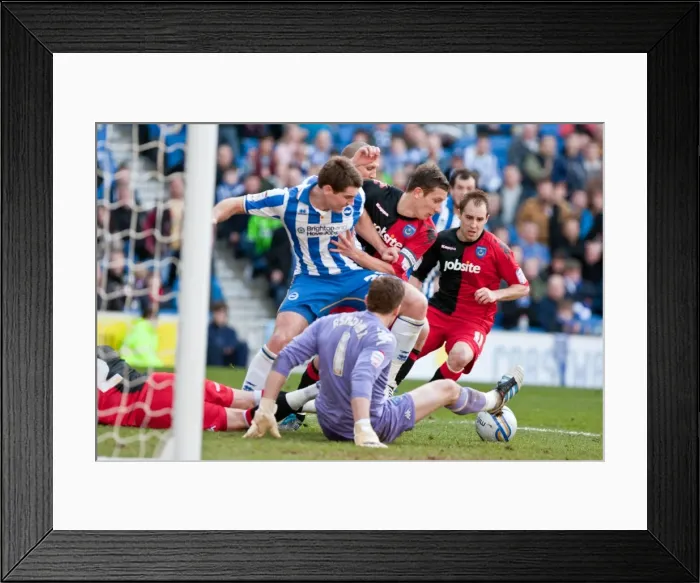 Framed Print : Sam Vokes in Action: Brighton & Hove Albion vs Portsmouth, Championship Clash at Amex Stadium (March 10, 2012)