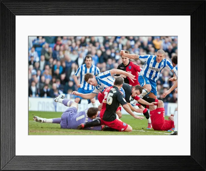 Framed Print : Sam Vokes in Action: Championship Showdown between Brighton & Hove Albion and Portsmouth at Amex Stadium (March 10, 2012) Framed Print : Sam Vokes in Action: Championship Showdown between Brighton & Hove Albion and Portsmouth at Amex Stadium (March 10, 2012)