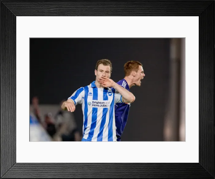 Framed Print : Brighton & Hove Albion's Ashley Barnes Scores the Second Goal against Derby County in the NPower Championship Match, Amex Stadium, March 20, 2012 Framed Print : Brighton & Hove Albion's Ashley Barnes Scores the Second Goal against Derby County in the NPower Championship Match, Amex Stadium, March 20, 2012