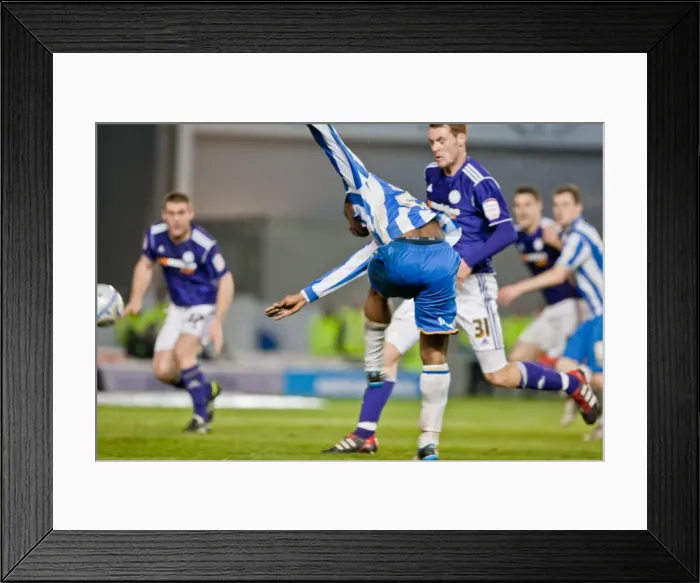 Framed Print : Kazenga LuaLua's Shooting Moment: Brighton & Hove Albion vs Derby County in Npower Championship (March 20, 2012) Framed Print : Kazenga LuaLua's Shooting Moment: Brighton & Hove Albion vs Derby County in Npower Championship (March 20, 2012)