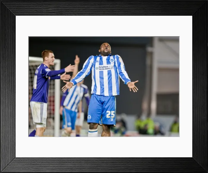 Framed Print : Brighton Derby: Kazenga LuaLua's Near-Miss at Amex Stadium (March 20, 2012)