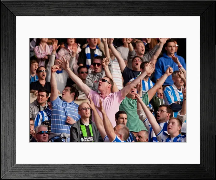 Framed Print : Brighton & Hove Albion Fans Unwavering Support at Nottingham Forest Championship Match, March 2012 Framed Print : Brighton & Hove Albion Fans Unwavering Support at Nottingham Forest Championship Match, March 2012