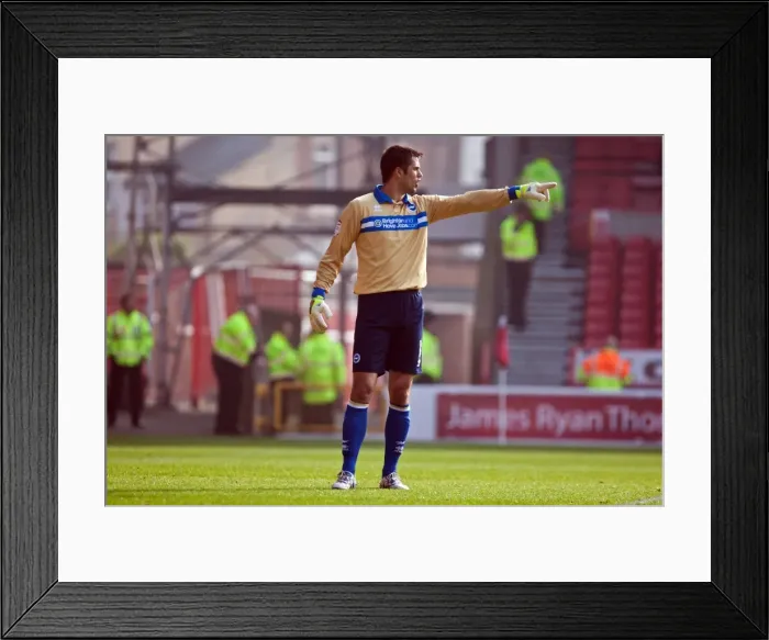 Framed Print : Brighton & Hove Albion's Peter Brezovan Faces Off Against Nottingham Forest in Championship Clash (Mar 2012) Framed Print : Brighton & Hove Albion's Peter Brezovan Faces Off Against Nottingham Forest in Championship Clash (Mar 2012)