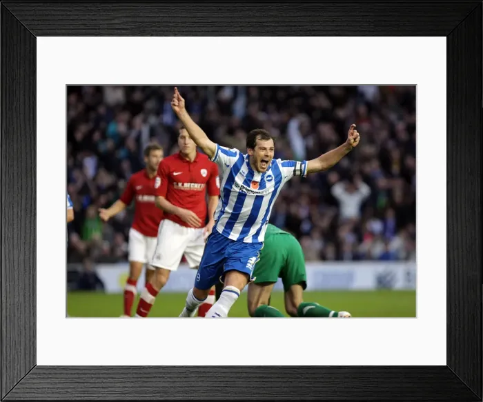 Framed Print : Brighton v Barnsley nPower Championship - Gordon Greer scores Brightons first goal Framed Print : Brighton v Barnsley nPower Championship - Gordon Greer scores Brightons first goal